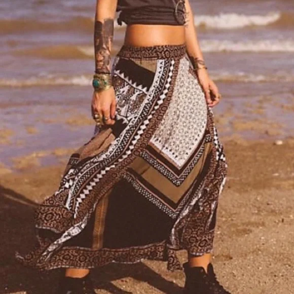 Free People Bedouin Traveler Maxi Boho Skirt
Brown Black Combo Size Small - Picture 3 of 9